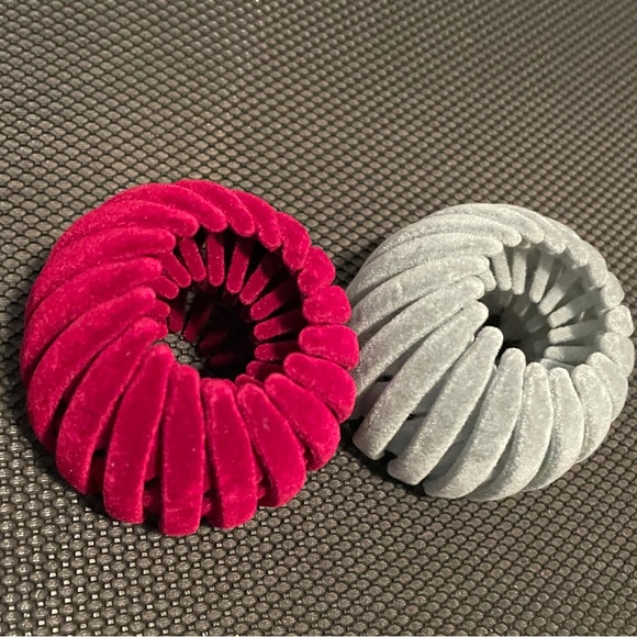 Red and Gray Velvet Hair Ties - Picture 1 of 2